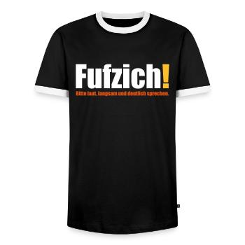 fufzisch 50 Jahre Geburtstag deutlich sprechen - Männer Kontrast-T-Shirt - Schwarz/Weiß - Vorne - AI Model Female 172 light (172cm) & AI Model Male 178 light (178cm)