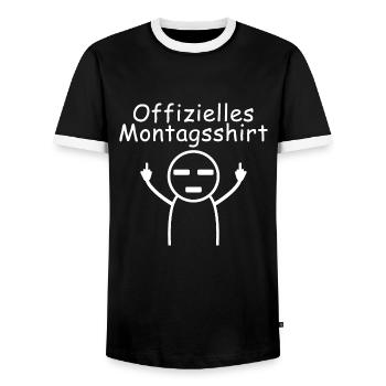 Offizielles Montagsshirt - Männer Kontrast-T-Shirt - Schwarz/Weiß - Vorne - AI Model Female 172 light (172cm) & AI Model Male 178 light (178cm)