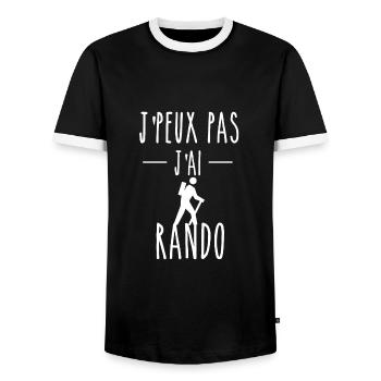 J'PEUX PAS J'AI RANDO - TEE SHIRT HUMOUR - T-shirt contrasté Homme - noir/blanc - Devant - AI Model Female 172 light (172cm) & AI Model Male 178 light (178cm)