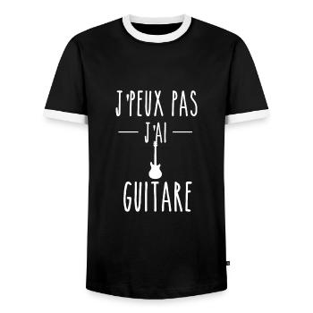 J PEUX PAS J AI GUITARE - T-shirt contrasté Homme - noir/blanc - Devant - AI Model Female 172 light (172cm) & AI Model Male 178 light (178cm)