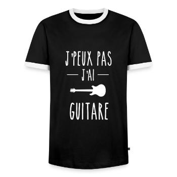 J'PEUX PAS J'AI GUITARE - T-shirt contrasté Homme - noir/blanc - Devant - AI Model Female 172 light (172cm) & AI Model Male 178 light (178cm)