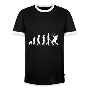 music evolution - Men's Ringer Shirt - black/white - Front - AI Model Female 172 light (172cm) & AI Model Male 178 light (178cm)