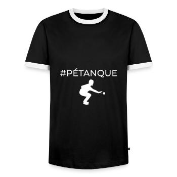 #pétanque - T-shirt contrasté Homme - noir/blanc - Devant - AI Model Female 172 light (172cm) & AI Model Male 178 light (178cm)