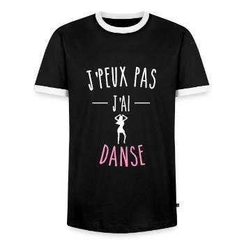 JE PEUX PAS J'AI DANSE - HUMOUR - T-shirt contrasté Homme - noir/blanc - Devant - AI Model Female 172 light (172cm) & AI Model Male 178 light (178cm)