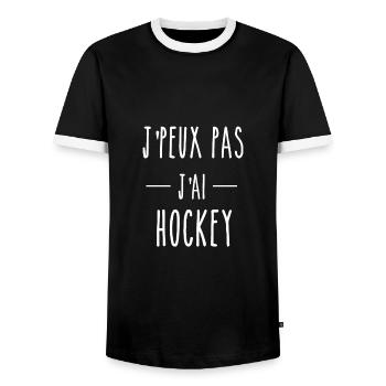 Ich kann nicht, dass ich HOCKEY habe - Männer Kontrast-T-Shirt - Schwarz/Weiß - Vorne - AI Model Female 172 light (172cm) & AI Model Male 178 light (178cm)