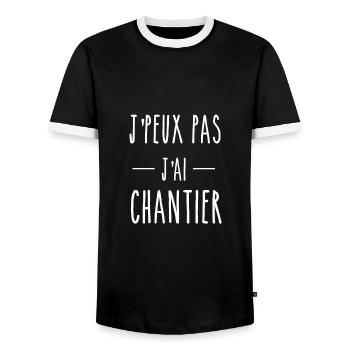 J'PEUX PAS J'AI CHANTIER - HUMOUR - T-shirt contrasté Homme - noir/blanc - Devant - AI Model Female 172 light (172cm) & AI Model Male 178 light (178cm)