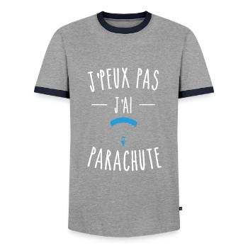 J'PEUX PAS J'AI PARACHUTE - CHUTE LIBRE - T-shirt contrasté Homme - gris/marine  - Devant - AI Model Female 172 light (172cm) & AI Model Male 178 light (178cm)