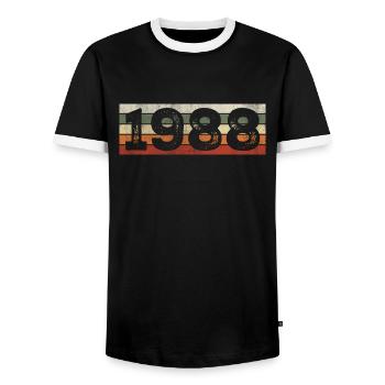 Millésime 1988 Cadeau D’anniversaire Rétro 1988 - T-shirt contrasté Homme - noir/blanc - Devant - AI Model Female 172 light (172cm) & AI Model Male 178 light (178cm)