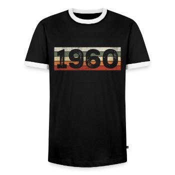 Millésime 1960 Cadeau D’anniversaire Rétro 1960 - T-shirt contrasté Homme - noir/blanc - Devant - AI Model Female 172 light (172cm) & AI Model Male 178 light (178cm)