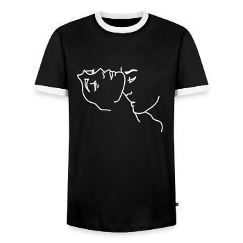 Baiser l'amour du cou - T-shirt contrasté Homme - noir/blanc - Devant - AI Model Female 172 light (172cm) & AI Model Male 178 light (178cm)