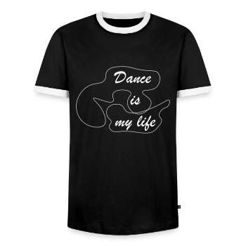 Dance is my life - Men's Ringer Shirt - black/white - Front - AI Model Female 172 light (172cm) & AI Model Male 178 light (178cm)