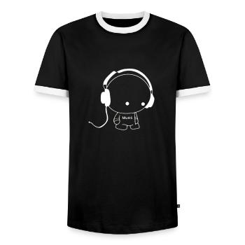 Music Men - Männer Kontrast-T-Shirt - Schwarz/Weiß - Vorne - AI Model Female 172 light (172cm) & AI Model Male 178 light (178cm)