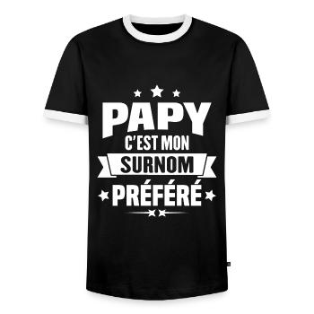 Papy c'est mon surnom préféré, Cadeau grandpère - T-shirt contrasté Homme - noir/blanc - Devant - AI Model Female 172 light (172cm) & AI Model Male 178 light (178cm)