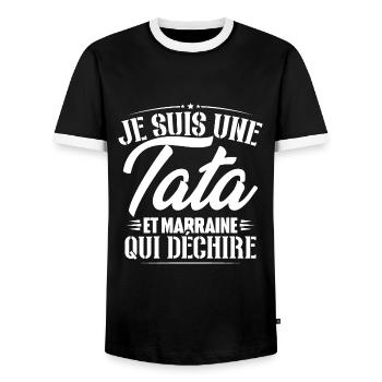 Je suis une tata et marraine qui déchire - T-shirt contrasté Homme - noir/blanc - Devant - AI Model Female 172 light (172cm) & AI Model Male 178 light (178cm)