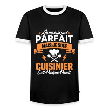Je ne suis pas parfait mais je suis cuisinier - T-shirt contrasté Homme - noir/blanc - Devant - AI Model Female 172 light (172cm) & AI Model Male 178 light (178cm)