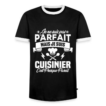 Je ne suis pas parfait mais je suis cuisinier - T-shirt contrasté Homme - noir/blanc - Devant - AI Model Female 172 light (172cm) & AI Model Male 178 light (178cm)