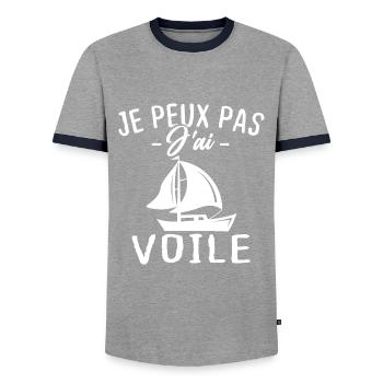 Je Peux Pas J'ai Voile - T-shirt contrasté Homme - gris/marine  - Devant - AI Model Female 172 light (172cm) & AI Model Male 178 light (178cm)