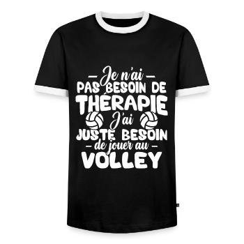 J'ai juste besoin de jouer au volley - T-shirt contrasté Homme - noir/blanc - Devant - AI Model Female 172 light (172cm) & AI Model Male 178 light (178cm)