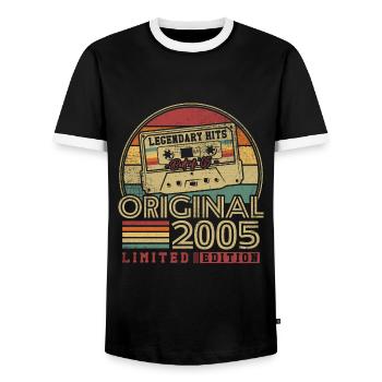 Original 2005 Vintage Anniversaire Cadeau 2005 - T-shirt contrasté Homme - noir/blanc - Devant - AI Model Female 172 light (172cm) & AI Model Male 178 light (178cm)