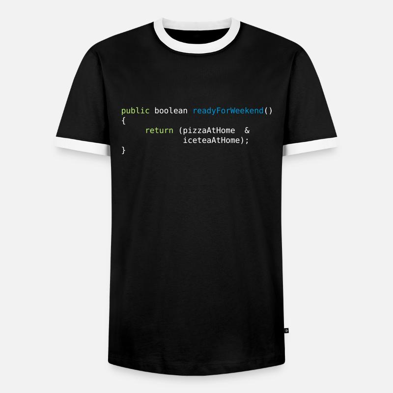 JAVA CODE - READY FOR WEEKEND - Männer Kontrast-T-Shirt - Schwarz/Weiß