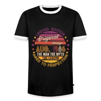 Original Août 1986 36th Birthday Gift Fun - T-shirt contrasté Homme - noir/blanc - Devant - AI Model Female 172 light (172cm) & AI Model Male 178 light (178cm)