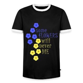 ukraine frieden kiew krim free ukrain flower - Männer Kontrast-T-Shirt - Schwarz/Weiß - Vorne - AI Model Female 172 light (172cm) & AI Model Male 178 light (178cm)