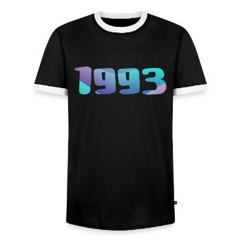 Cadeau Anniversaire 1993 Millésime 1993 Rétro 1993 - T-shirt contrasté Homme - noir/blanc - Devant - AI Model Female 172 light (172cm) & AI Model Male 178 light (178cm)