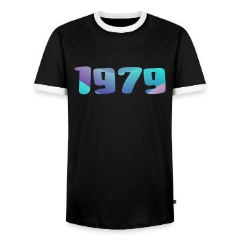 1979 Birthday Gift Vintage 1979 Retro 1979 - Men's Ringer Shirt - black/white - Front - AI Model Female 172 light (172cm) & AI Model Male 178 light (178cm)