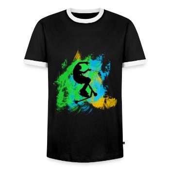 Freestyle-Roller - Männer Kontrast-T-Shirt - Schwarz/Weiß - Vorne - AI Model Female 172 light (172cm) & AI Model Male 178 light (178cm)