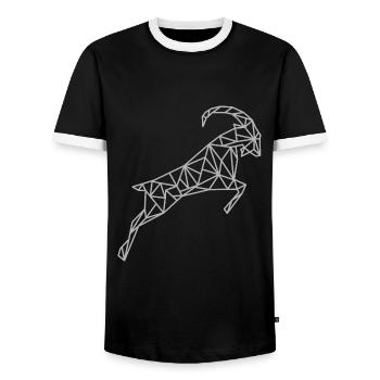 Signe géométrique du zodiaque Capricorne - T-shirt contrasté Homme - noir/blanc - Devant - AI Model Female 172 light (172cm) & AI Model Male 178 light (178cm)