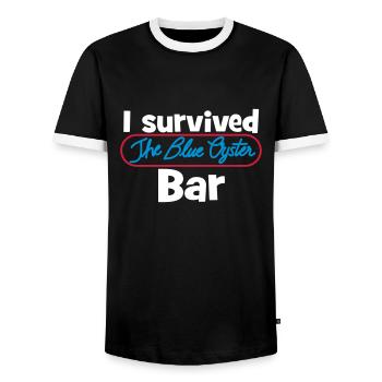 I survived the Blue Oyster Bar - Männer Kontrast-T-Shirt - Schwarz/Weiß - Vorne - AI Model Female 172 light (172cm) & AI Model Male 178 light (178cm)