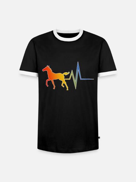 Pferd - EKG - Männer Kontrast-T-Shirt - Schwarz/Weiß