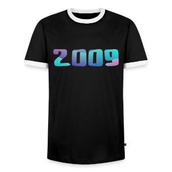 Cadeau Anniversaire 2009 Millésime 2009 Rétro 2009 - T-shirt contrasté Homme - noir/blanc - Devant - AI Model Female 172 light (172cm) & AI Model Male 178 light (178cm)
