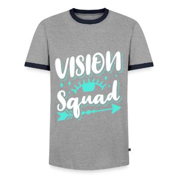 Eye Doctor Eyeglasses Optometrist Vision Squad - Men's Ringer Shirt - grey/navy  - Front - AI Model Female 172 light (172cm) & AI Model Male 178 light (178cm)