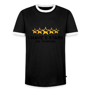 I ve got 5 stars on YouPorn! - Men's Ringer Shirt - black/white - Front - AI Model Female 172 light (172cm) & AI Model Male 178 light (178cm)