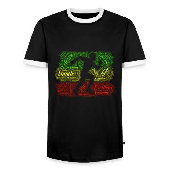 Schwarzer Mann - Männer Kontrast-T-Shirt - Schwarz/Weiß - Vorne - AI Model Female 172 light (172cm) & AI Model Male 178 light (178cm)