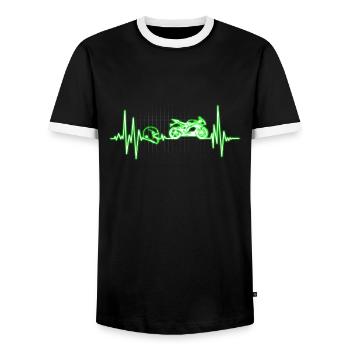 Herzschlag Motorrad - Männer Kontrast-T-Shirt - Schwarz/Weiß - Vorne - AI Model Female 172 light (172cm) & AI Model Male 178 light (178cm)