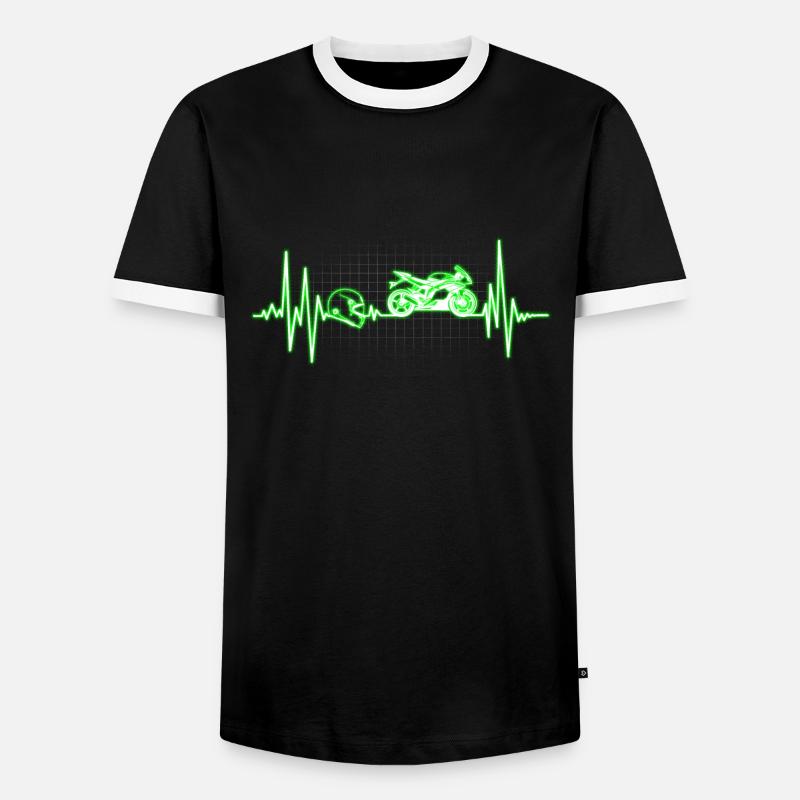 Heartbeat Motorcycle - Men's Ringer Shirt - black/white