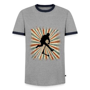 trottinette freestyle - T-shirt contrasté Homme - gris/marine  - Devant - AI Model Female 172 light (172cm) & AI Model Male 178 light (178cm)