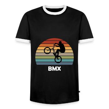 BMX - Men's Ringer Shirt - black/white - Front - AI Model Female 172 light (172cm) & AI Model Male 178 light (178cm)
