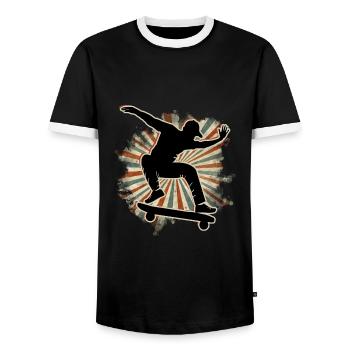 Skateboard Freestyle - T-shirt contrasté Homme - noir/blanc - Devant - AI Model Female 172 light (172cm) & AI Model Male 178 light (178cm)