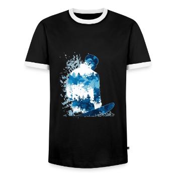 Snowboarder Abstrakt - Männer Kontrast-T-Shirt - Schwarz/Weiß - Vorne - AI Model Female 172 light (172cm) & AI Model Male 178 light (178cm)