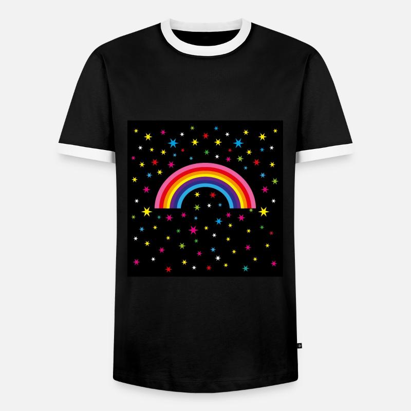 12 Regenbogen Sternenhimmel - Männer Kontrast-T-Shirt - Schwarz/Weiß