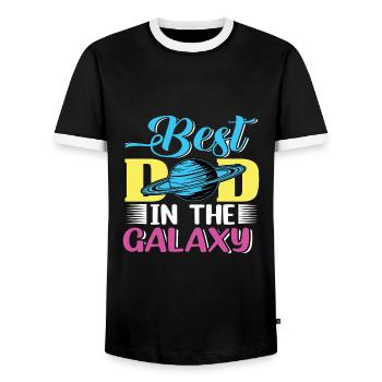 Best Dad in the Galaxy - Men's Ringer Shirt - black/white - Front - AI Model Female 172 light (172cm) & AI Model Male 178 light (178cm)