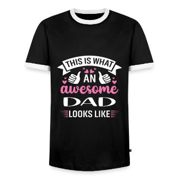 This i what an awesome dad looks like - Men's Ringer Shirt - black/white - Front - AI Model Female 172 light (172cm) & AI Model Male 178 light (178cm)