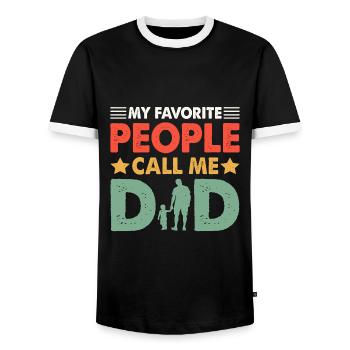 Papa - Fête des Pères - Fête des Hommes - Cadeau - T-shirt contrasté Homme - noir/blanc - Devant - AI Model Female 172 light (172cm) & AI Model Male 178 light (178cm)