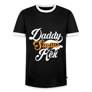 Idée cadeau fête des pères pour daddysaurus - Fête des pères - T-shirt contrasté Homme - noir/blanc - Devant - AI Model Female 172 light (172cm) & AI Model Male 178 light (178cm)