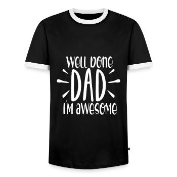 Well done dad im awesome - Men's Ringer Shirt - black/white - Front - AI Model Female 172 light (172cm) & AI Model Male 178 light (178cm)