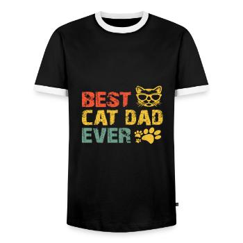 Vater der Katze - Männer Kontrast-T-Shirt - Schwarz/Weiß - Vorne - AI Model Female 172 light (172cm) & AI Model Male 178 light (178cm)