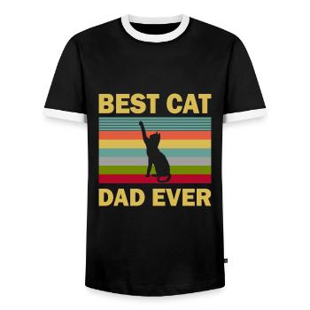 Vater der Katze - Männer Kontrast-T-Shirt - Schwarz/Weiß - Vorne - AI Model Female 172 light (172cm) & AI Model Male 178 light (178cm)